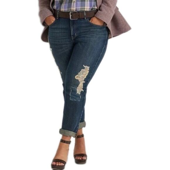 LRL Ralph Lauren Jeans Womens Size 18 Lace Patchwork Relaxed Tapered NEW NWT - Picture 1 of 16